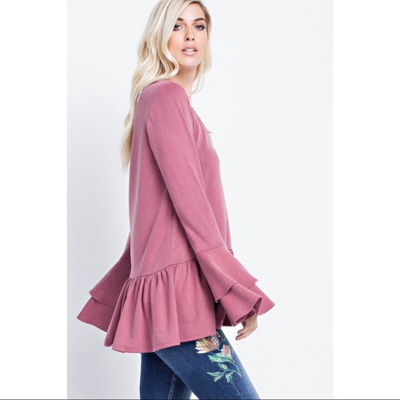 🌺🆕5⭐️BEST SELLER Washed Terry Ruffle Top - Picture 5 of 7